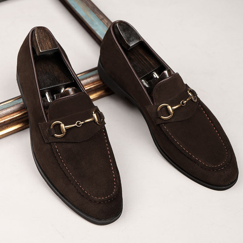 Pointed Toe Frosted Leather Formal Shoes