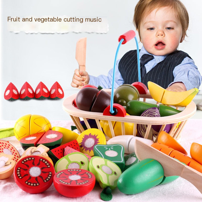 Wooden Magnetic Fruit And Vegetable Cutting Toy Set