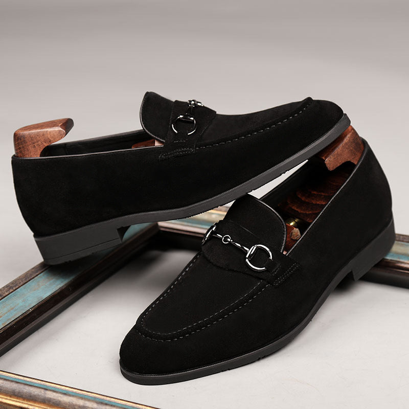 Pointed Toe Frosted Leather Formal Shoes