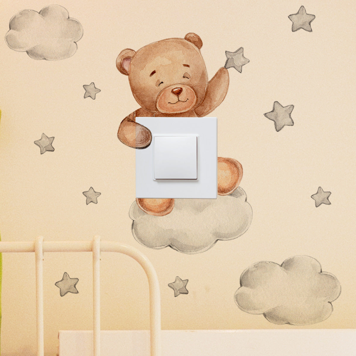 Cartoon Bear Star Switch Sticker For Kids' Room Decor